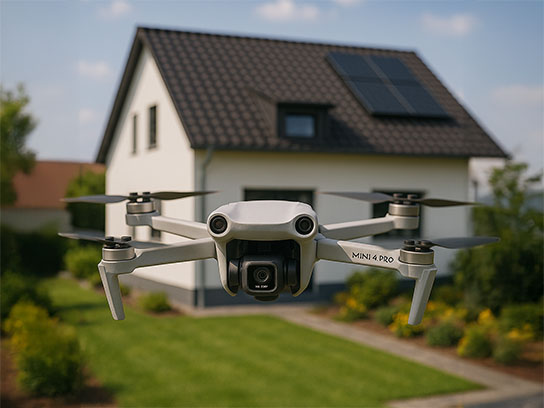 Drohnenaufnahme von einem Einfamilienhaus in Bonn